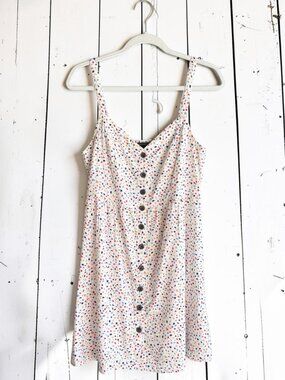 Banana Republic Petite Confetti Print Button Front Sundress Cotton Size Petite